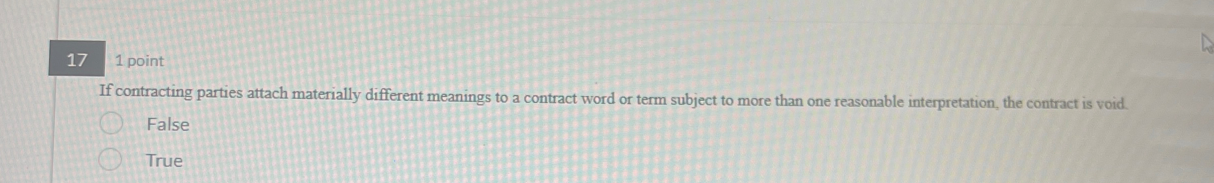  171 point If contracting parties attach materially different meanings to a