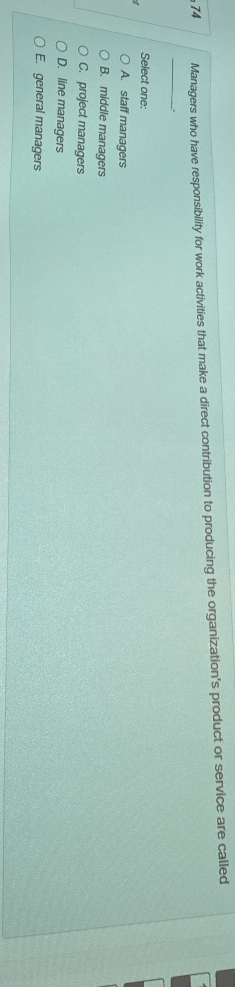  ,74 Managers who have responsibility for work activities that make a