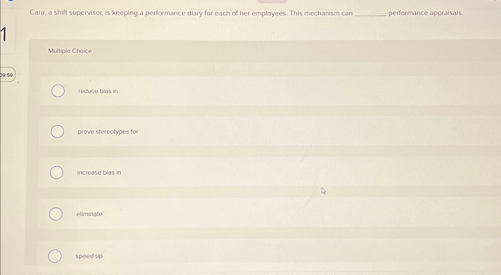  Cara, a shift supervisor, is keeping a performance diary for each