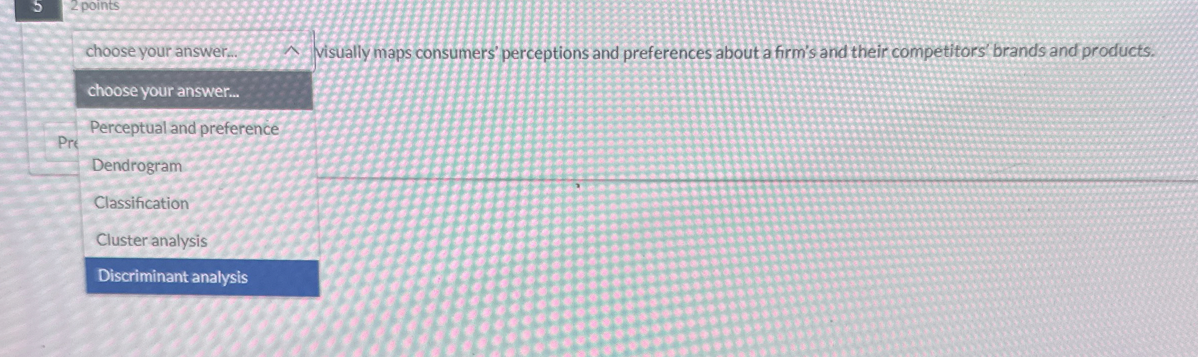  choose your answer. visually maps consumers' perceptions and preferences about a