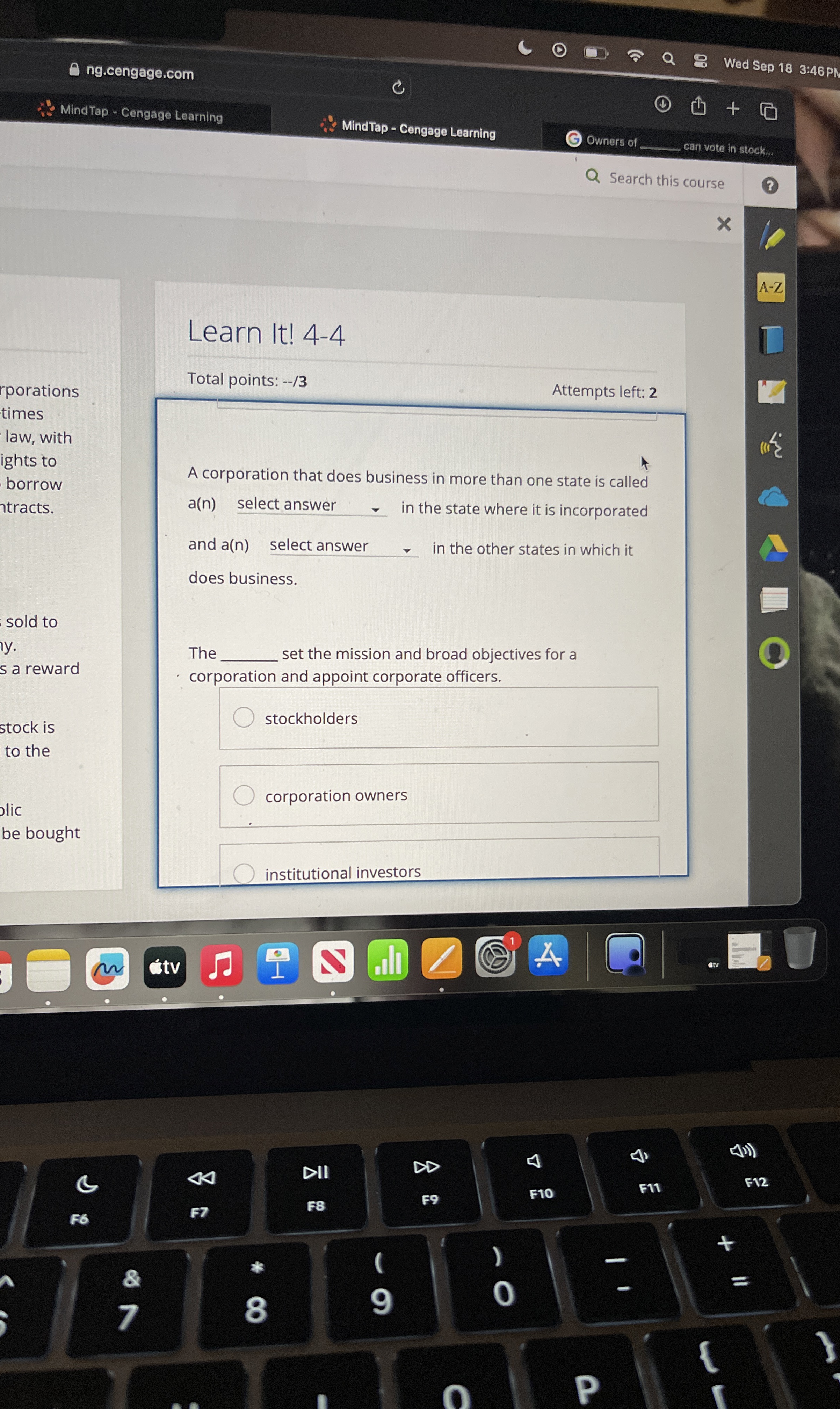  Learn It!4-4 Total points: --/3 Attempts left: 2 rporations law, with