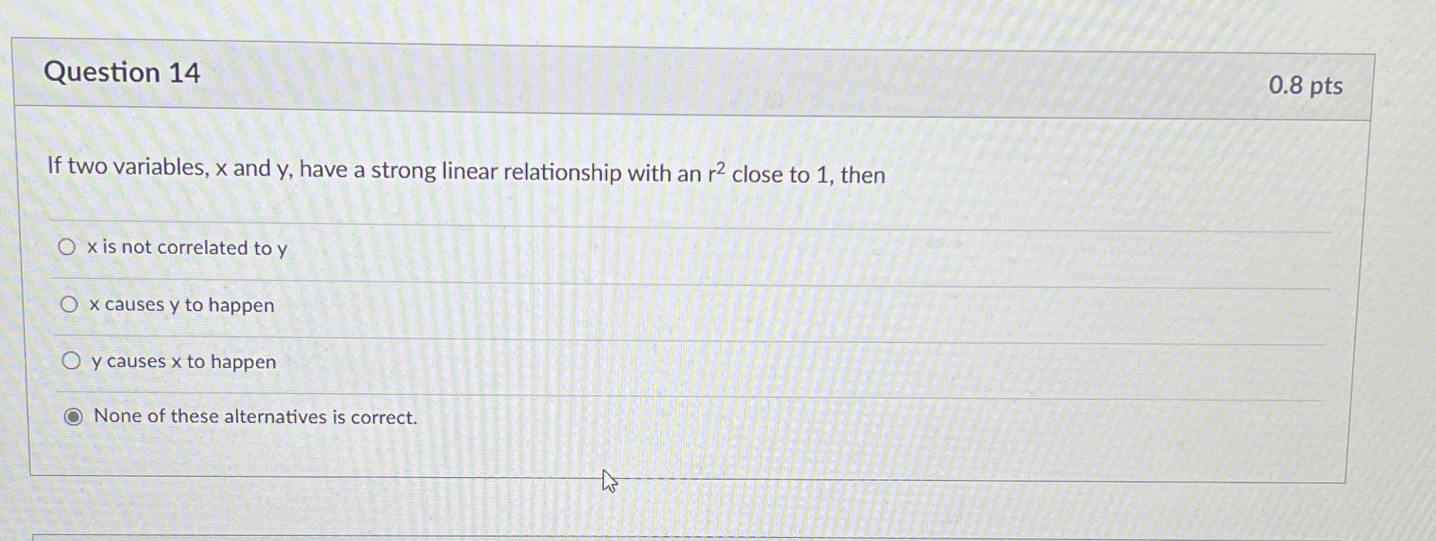  Question 14 0.8pts If two variables, x and y, have a