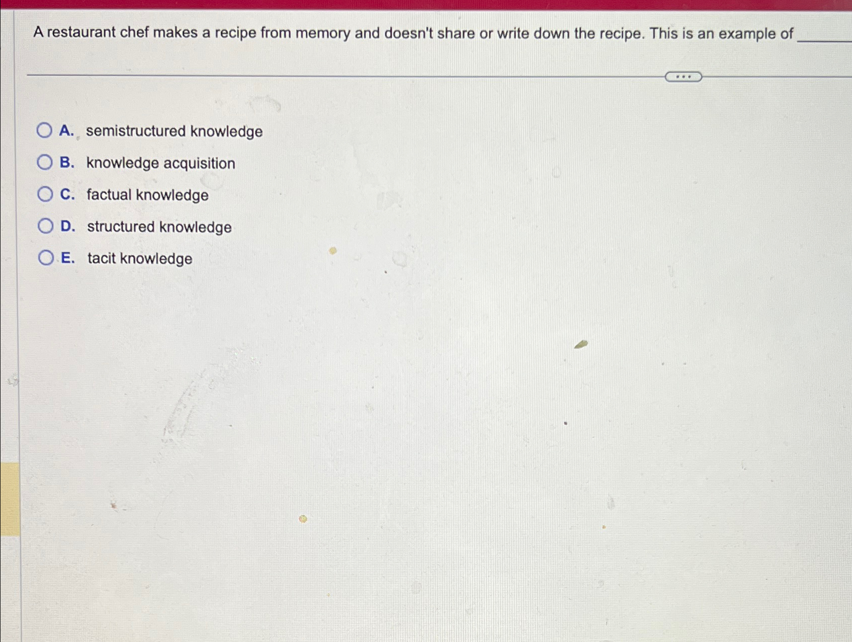  A restaurant chef makes a recipe from memory and doesn't share