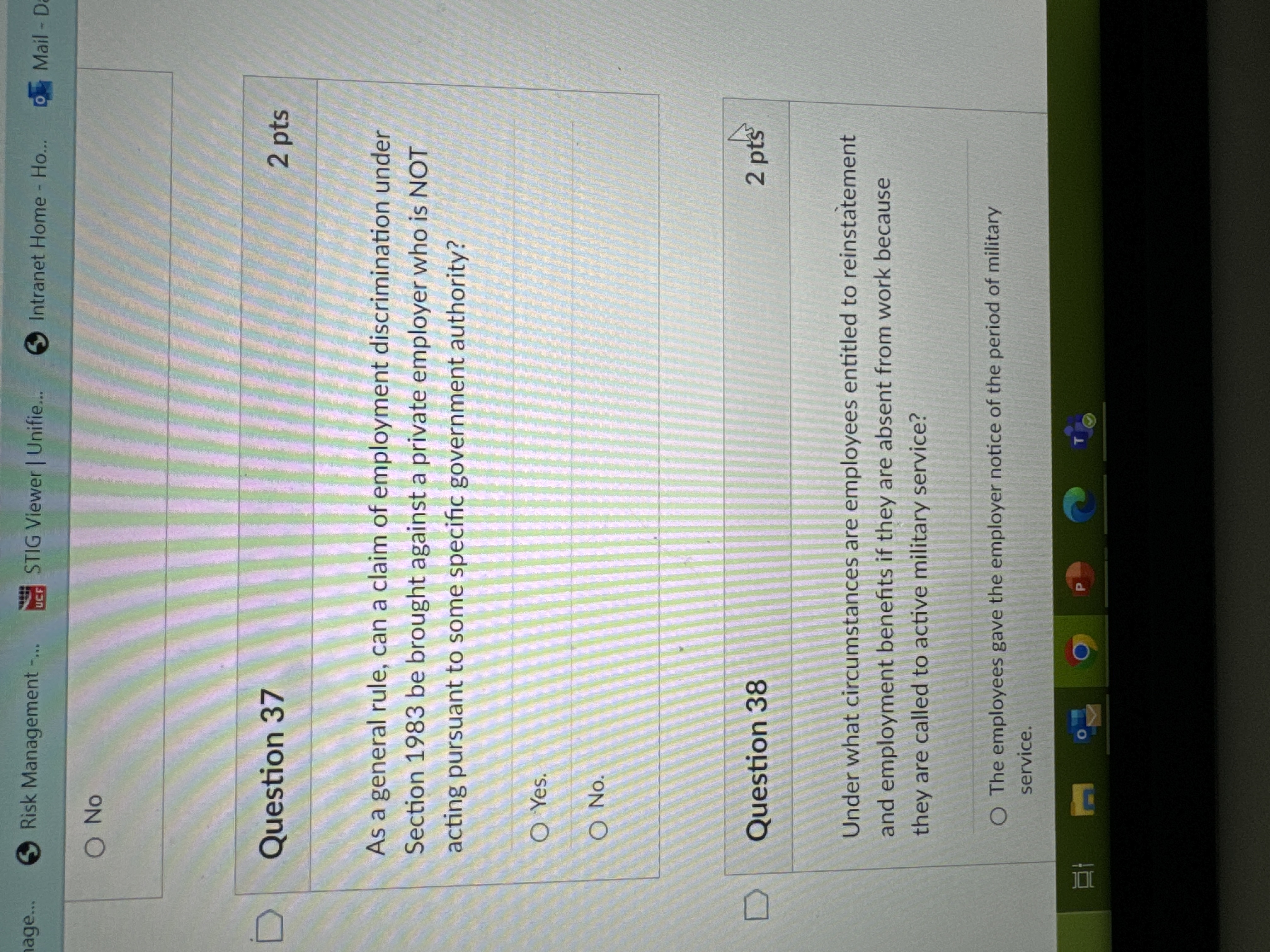  Question 37 As a general rule, can a claim of employment