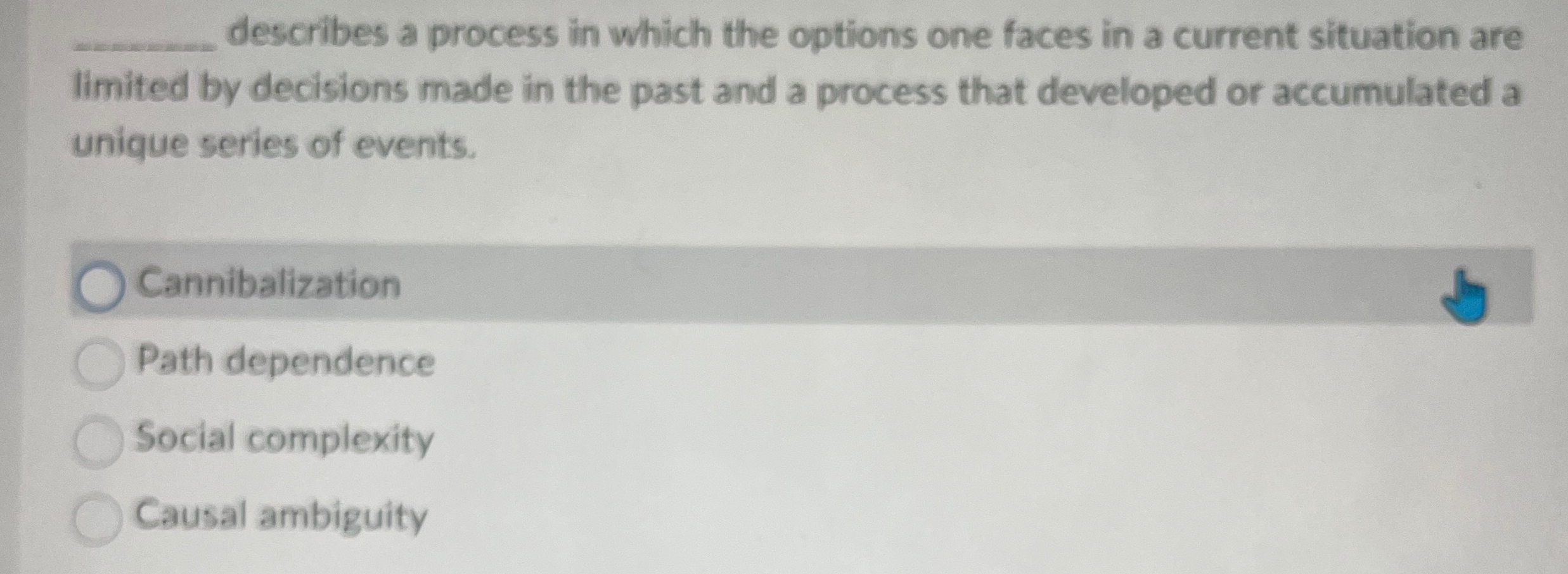  q, describes a process in which the options one faces in