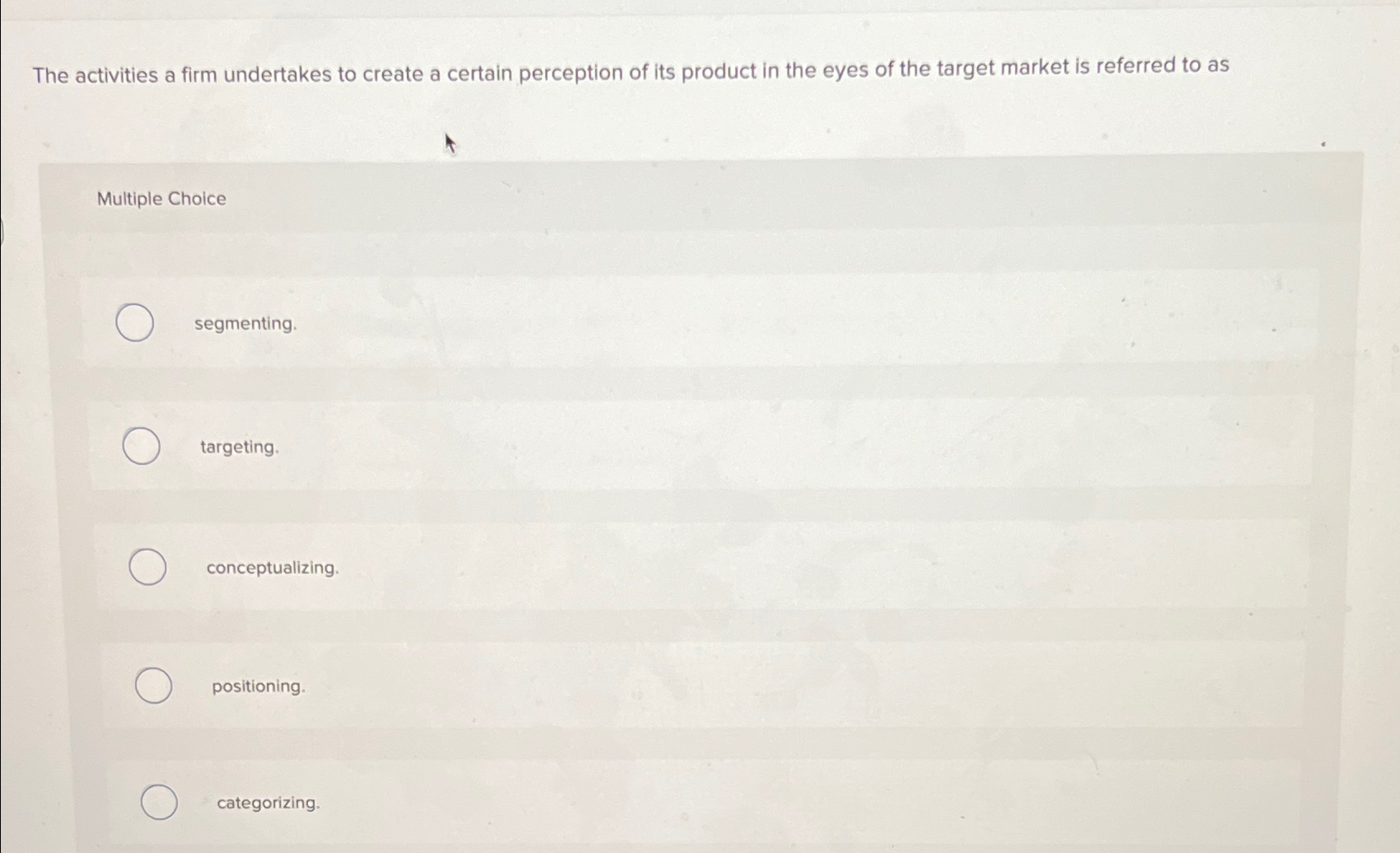  The activities a firm undertakes to create a certain perception of