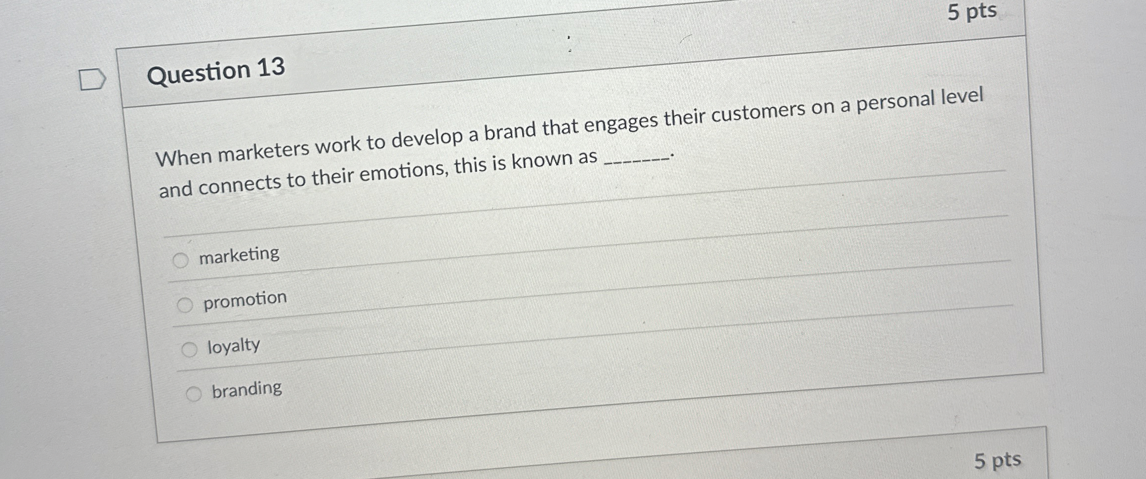  Question 13 When marketers work to develop a brand that engages