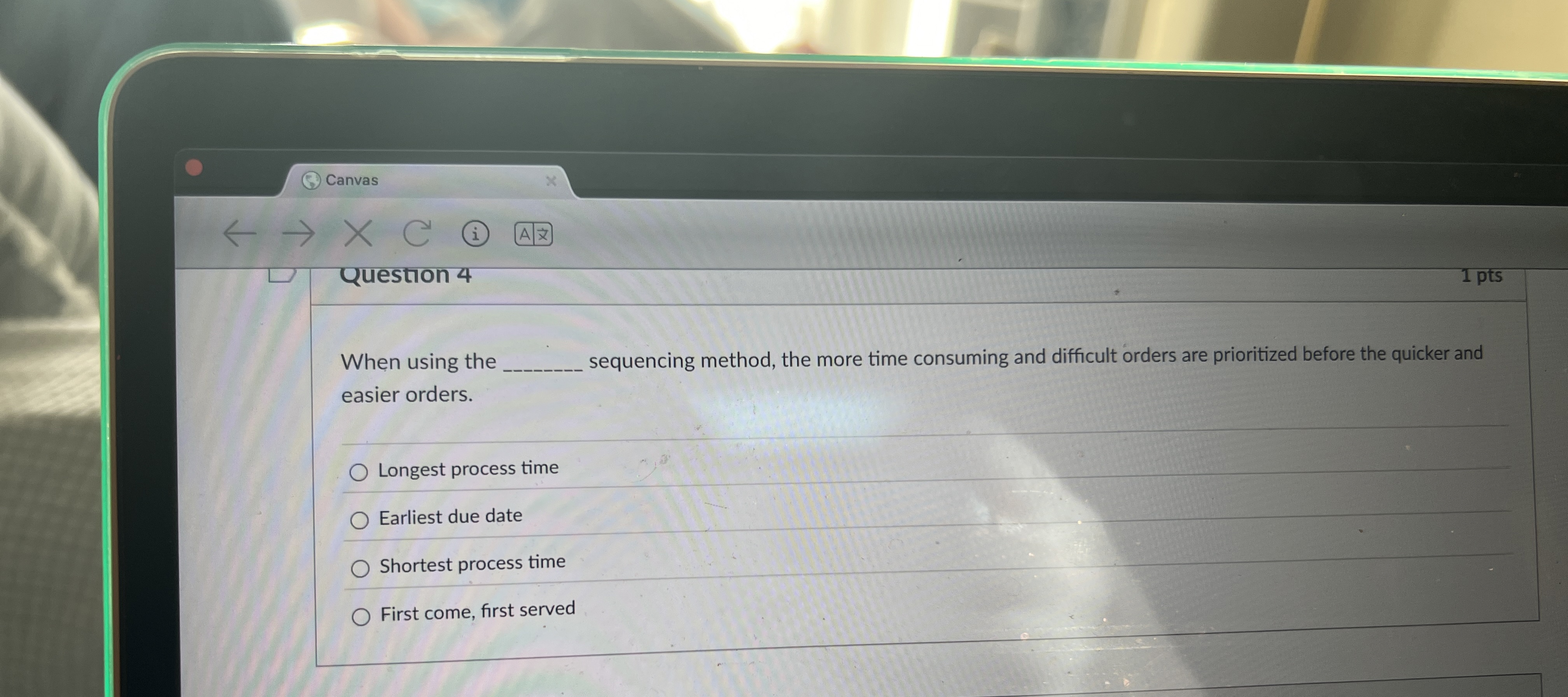 Question 4 When using the sequencing method, the more time consuming