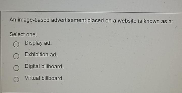  An image-based advertisement placed on a website is known as a: