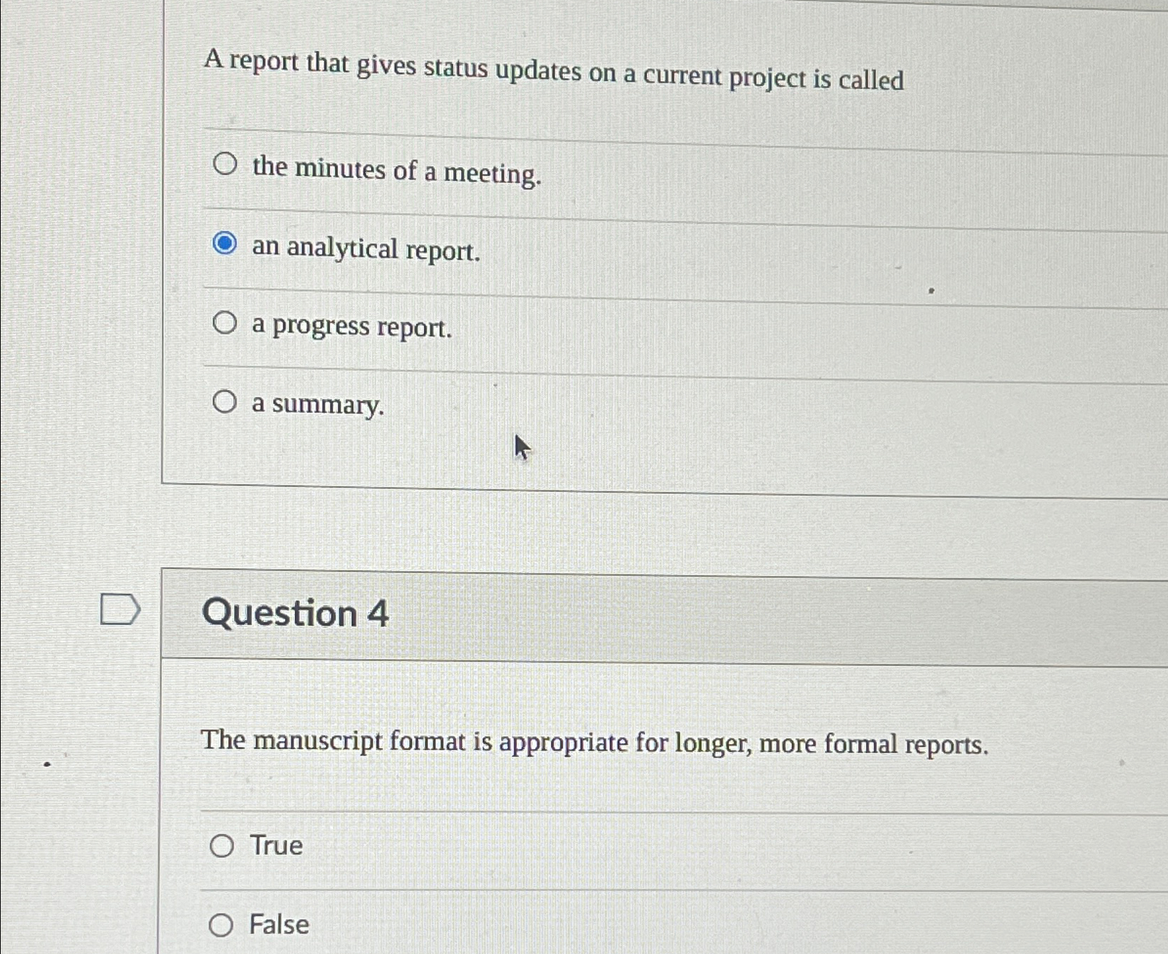  A report that gives status updates on a current project is