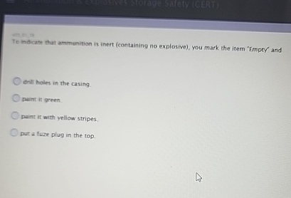  To mdicate that ammunision is inert (containing no explosive), you mark