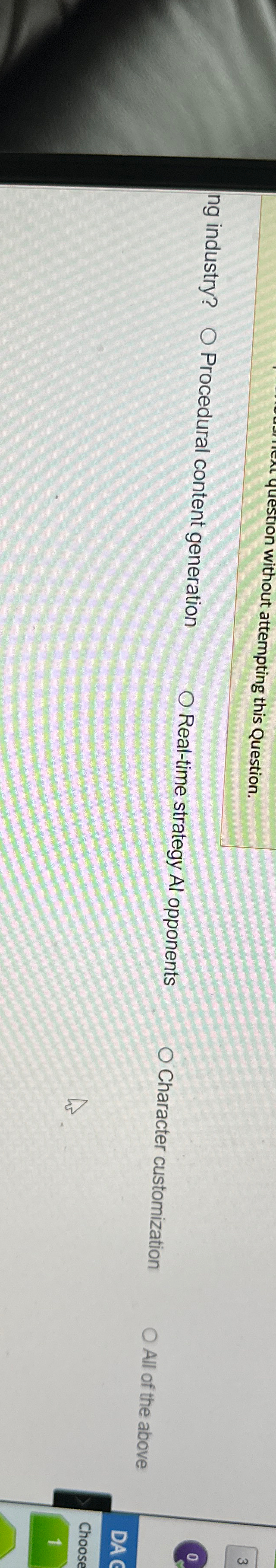  ng industry? Procedural content generation Real-time strategy Al opponents Character customization