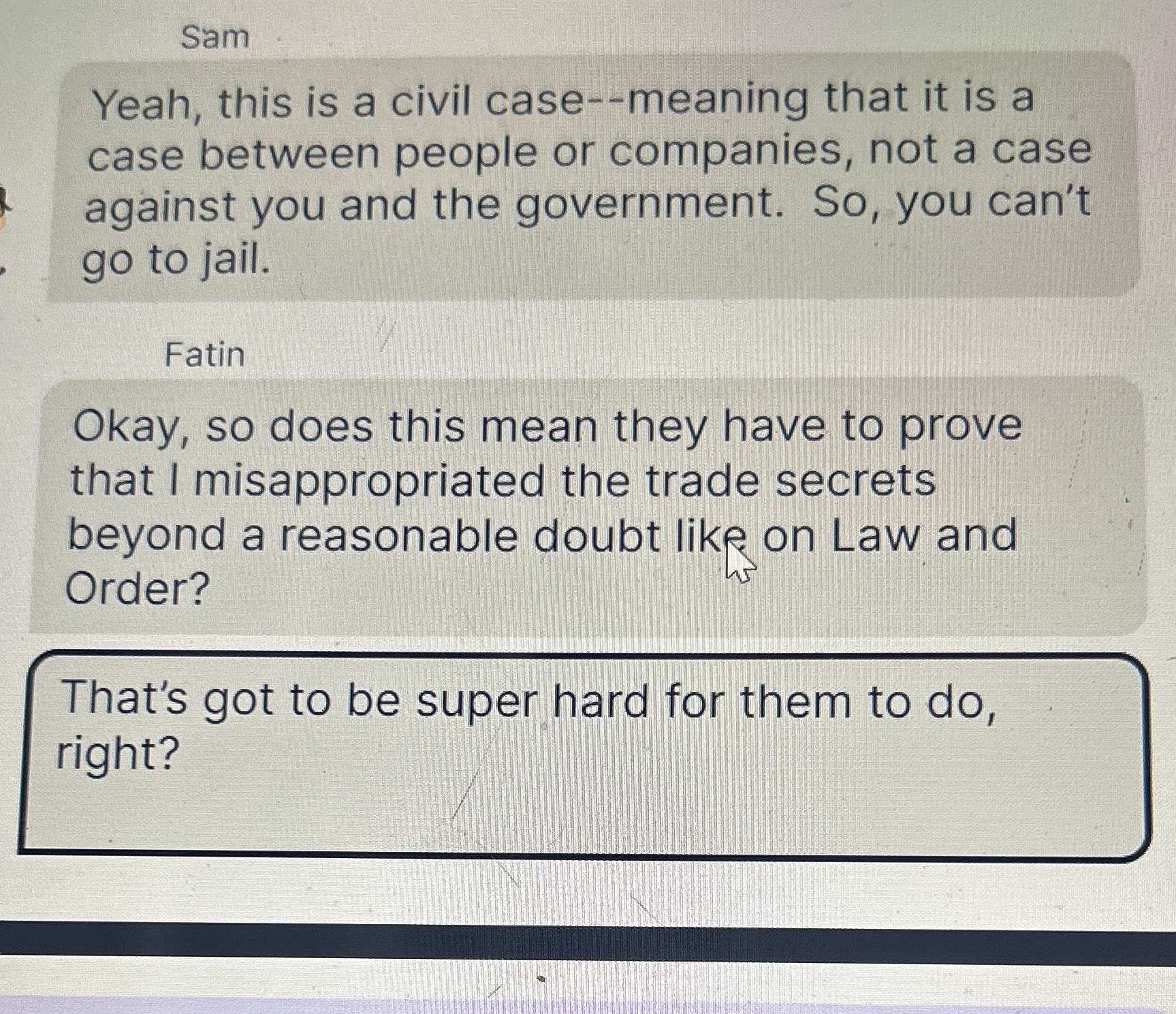  Sam Yeah, this is a civil case--meaning that it is a