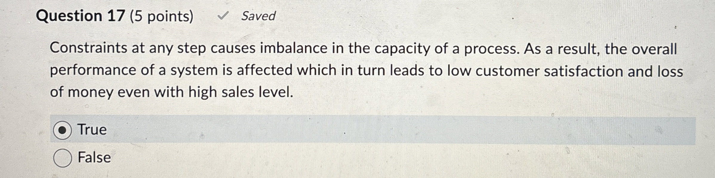  Question 17(5 points) Saved Constraints at any step causes imbalance in