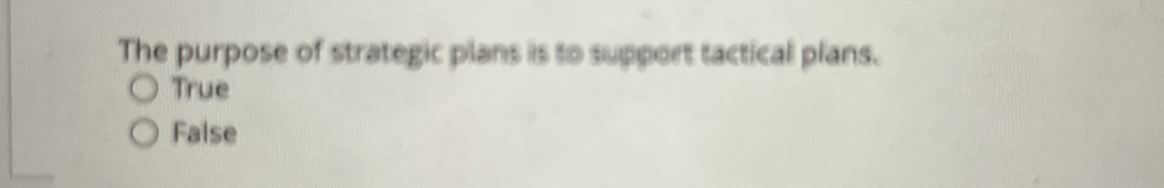  Short-range plans focus on two years into the future. True False