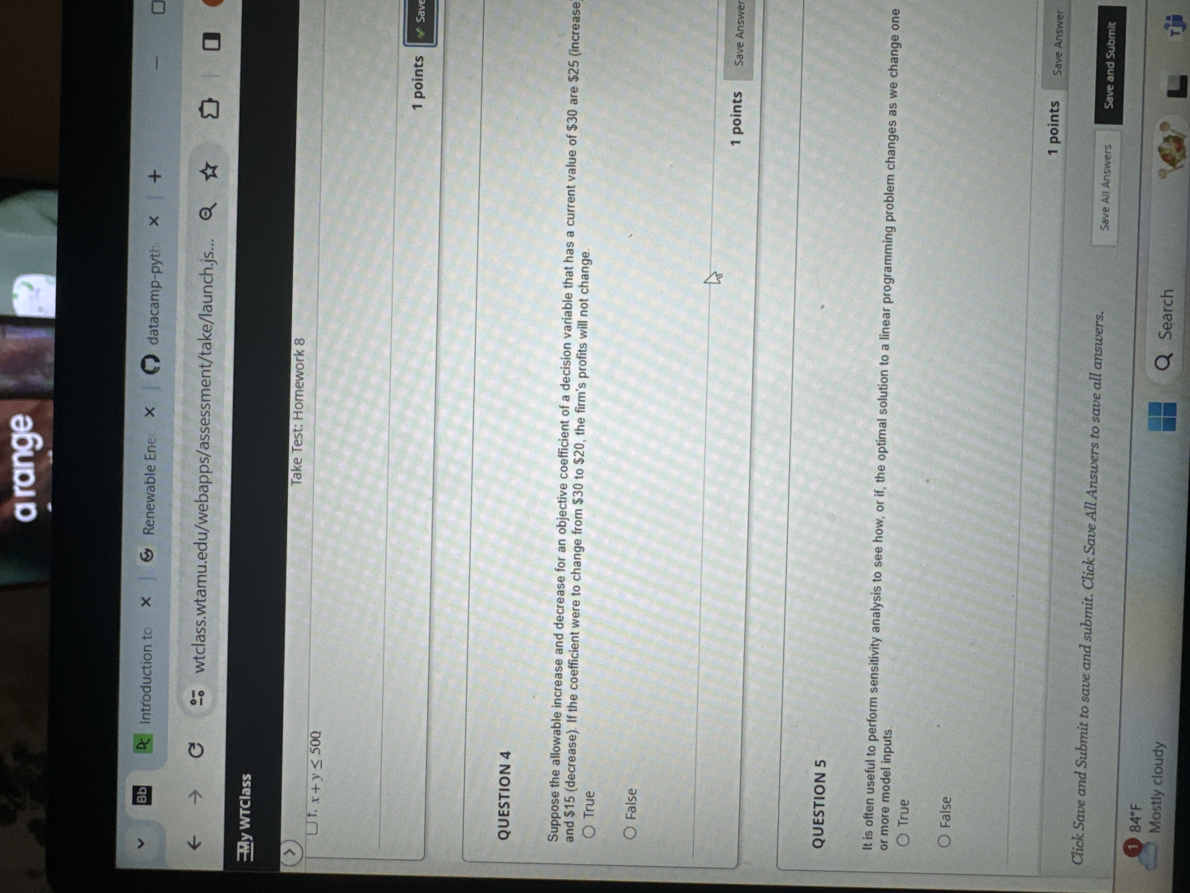  QUESTION 4 Suppose the allowable increase and decrease for an objective