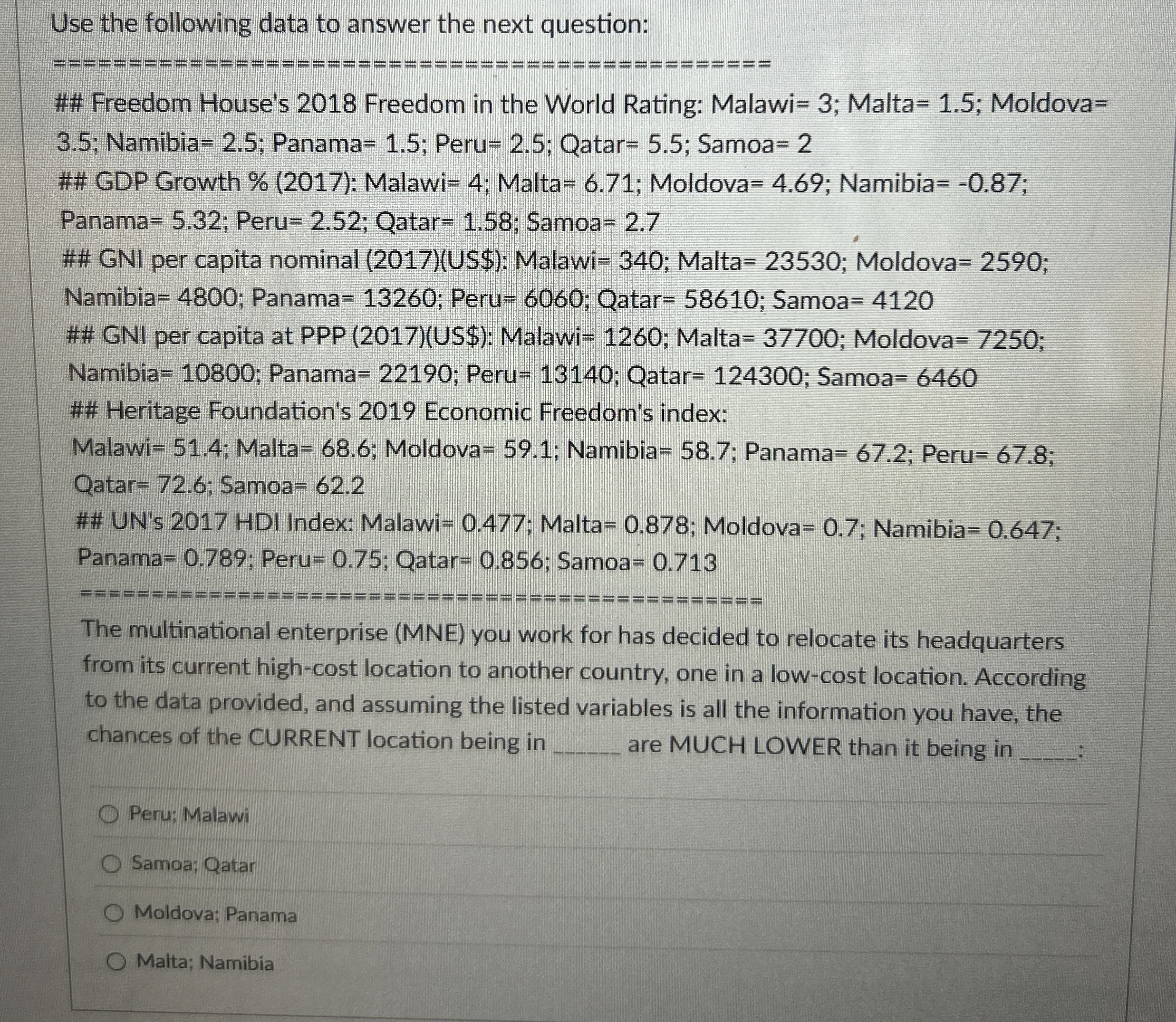  Use the following data to answer the next question: ## Freedom