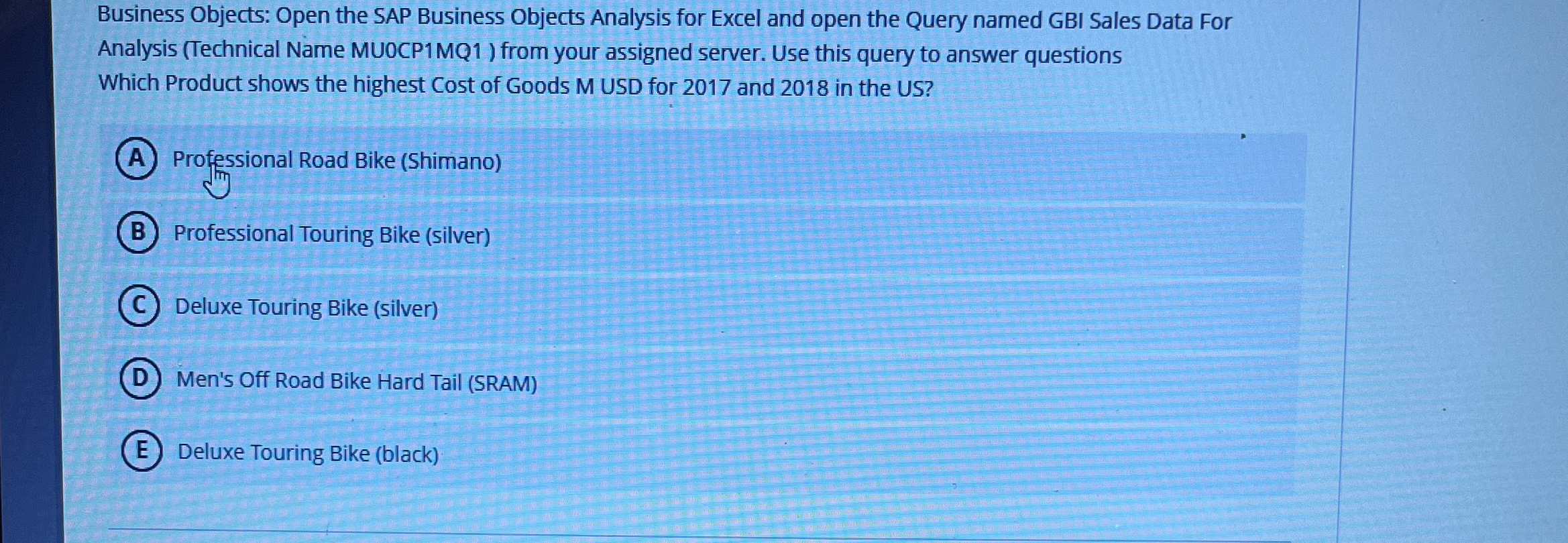  Business Objects: Open the SAP Business Objects Analysis for Excel and