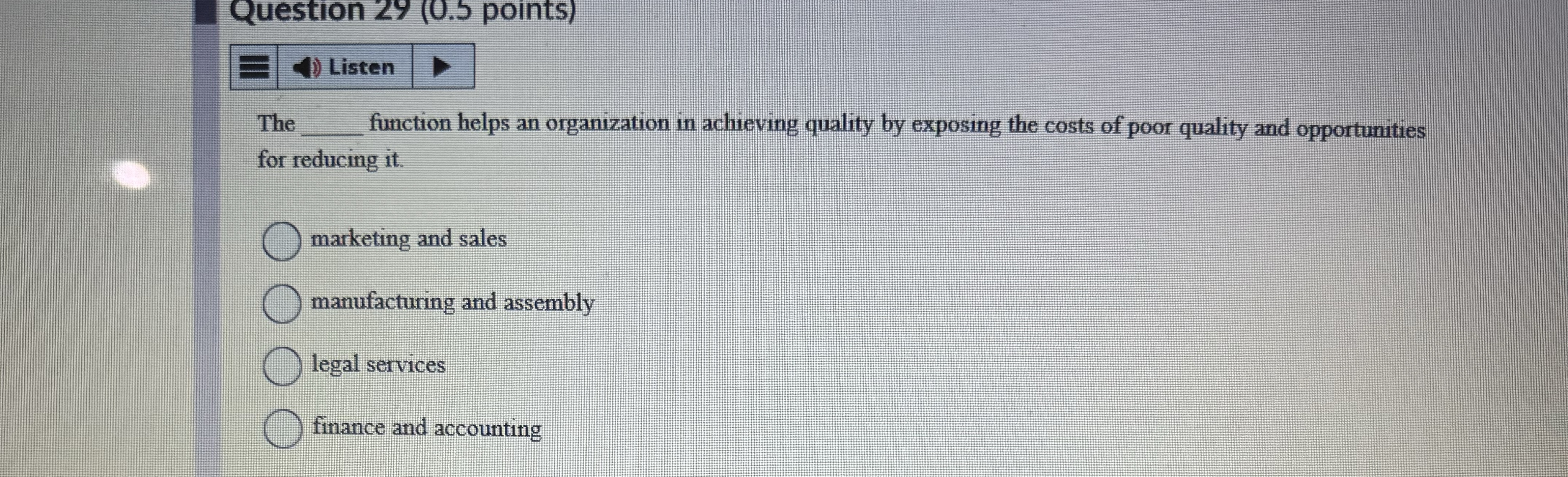 The function helps an organization in achieving quality by exposing the