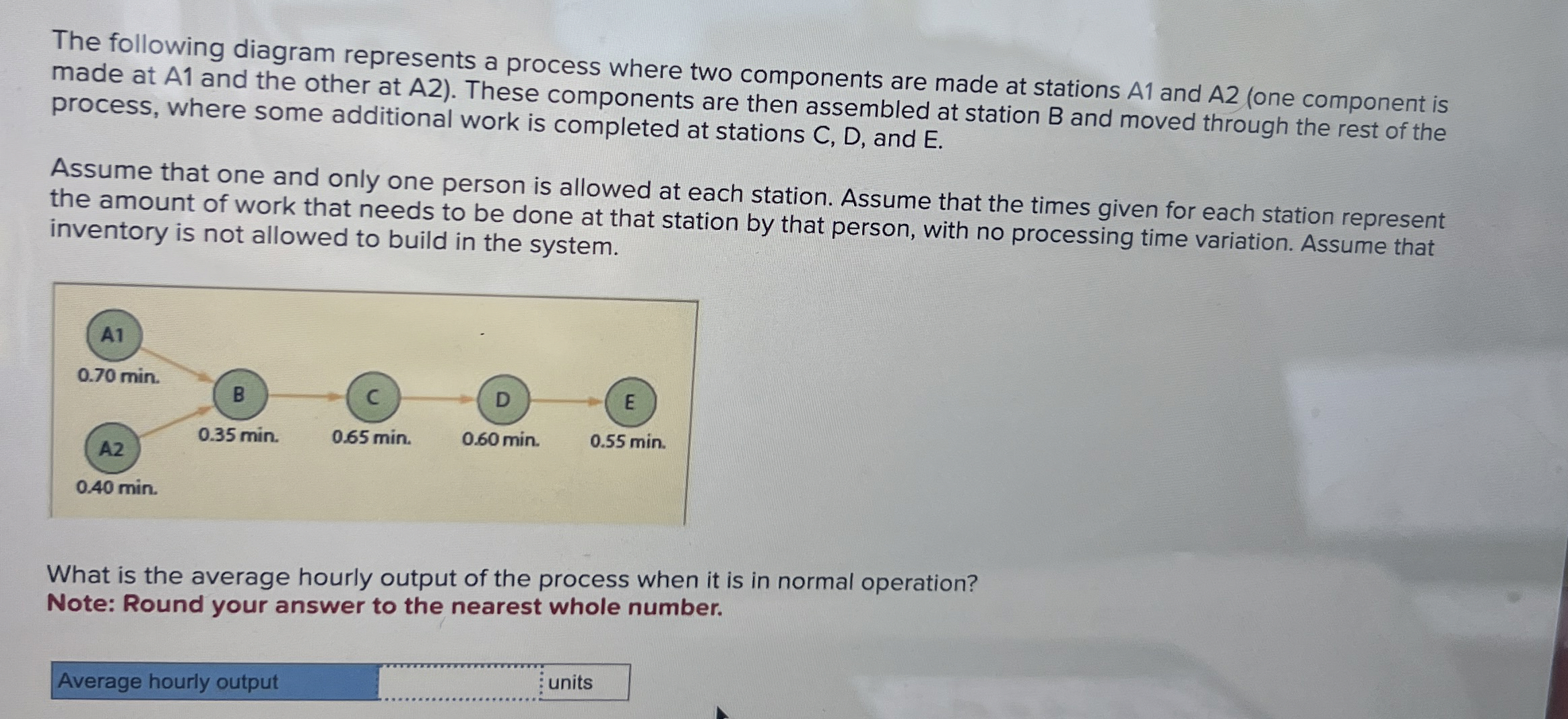  The following diagram represents a process where two components are made
