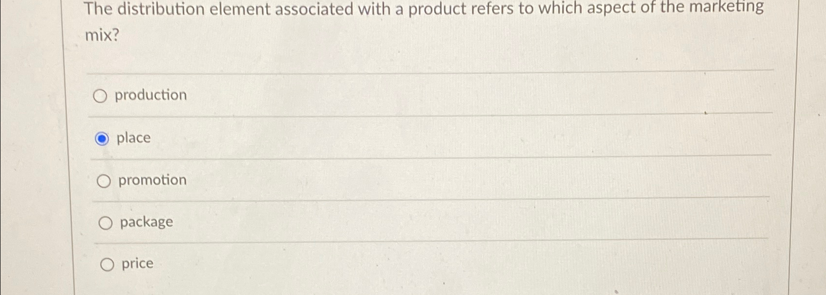  The distribution element associated with a product refers to which aspect