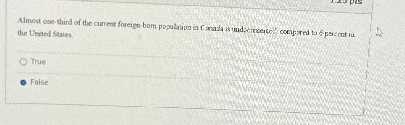  Almost one-third of the current foreign-borm population in Canada is undocumented,