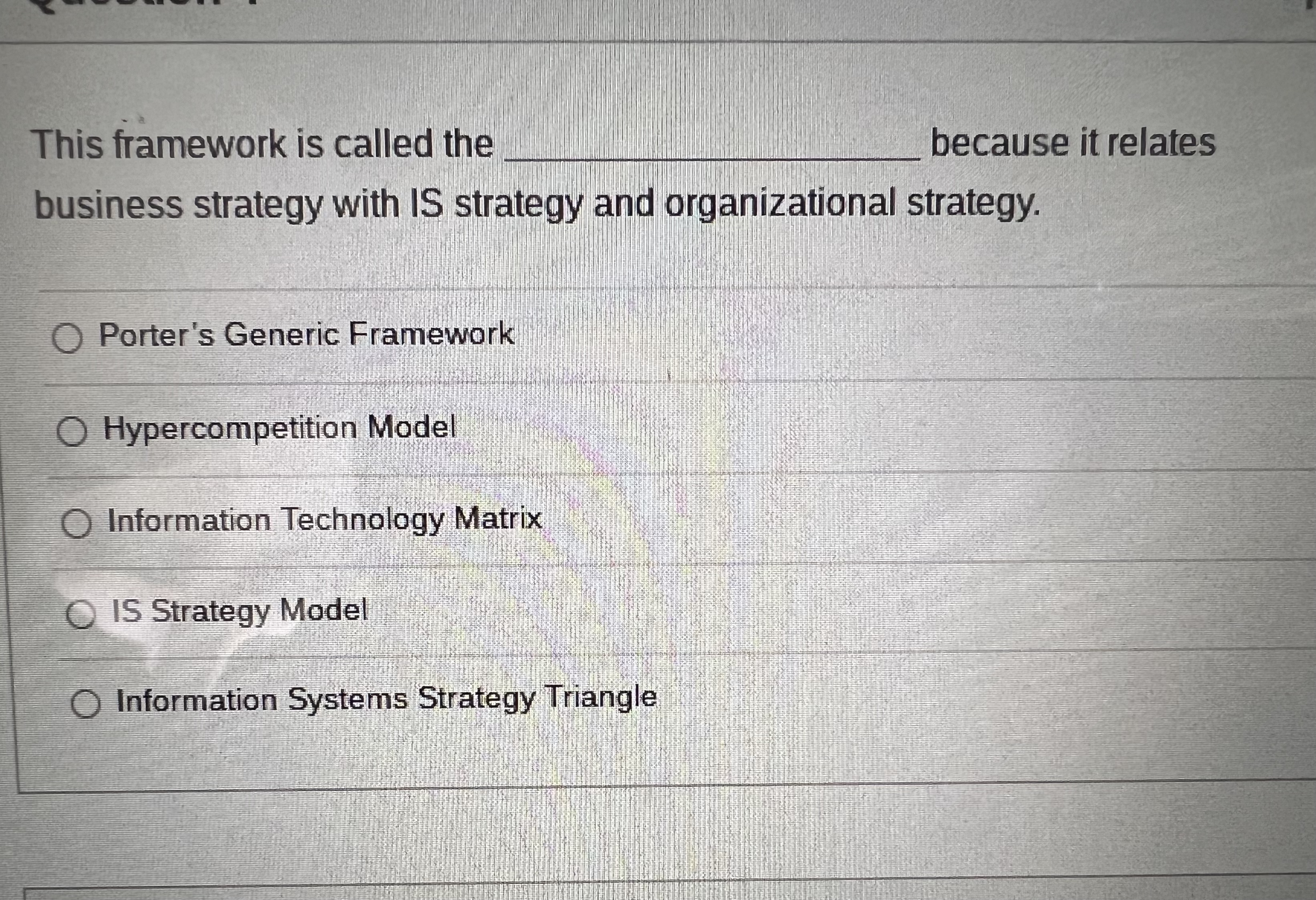  This framework is called the q, because it relates business strategy