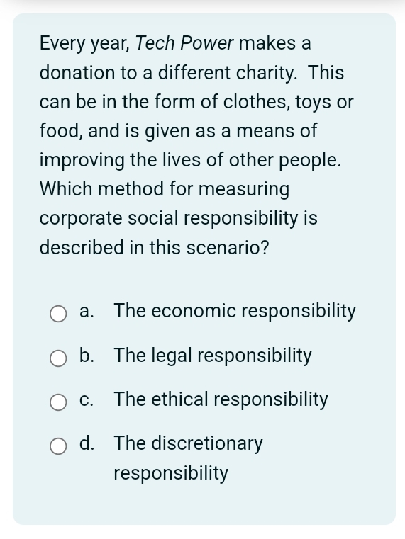  Every year, Tech Power makes a donation to a different charity.