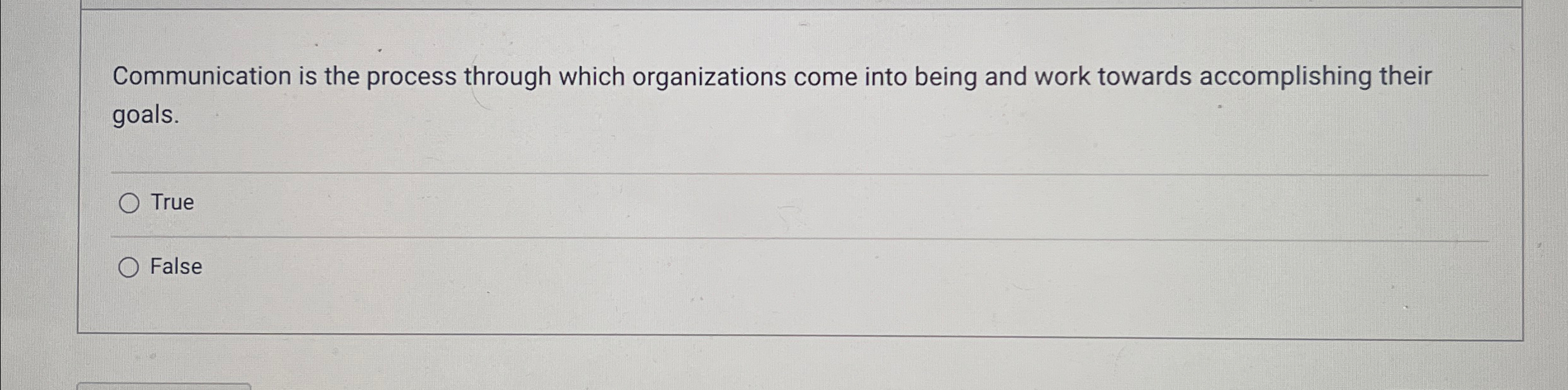  Communication is the process through which organizations come into being and