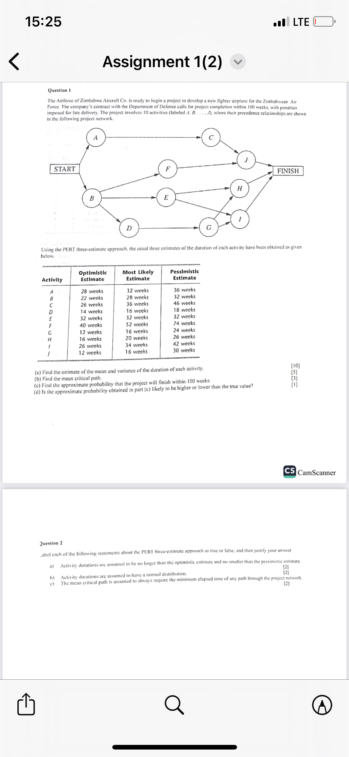  15:25 .l LTE Assignment 1(2) Question 1 The Airforce of Zimbabwe
