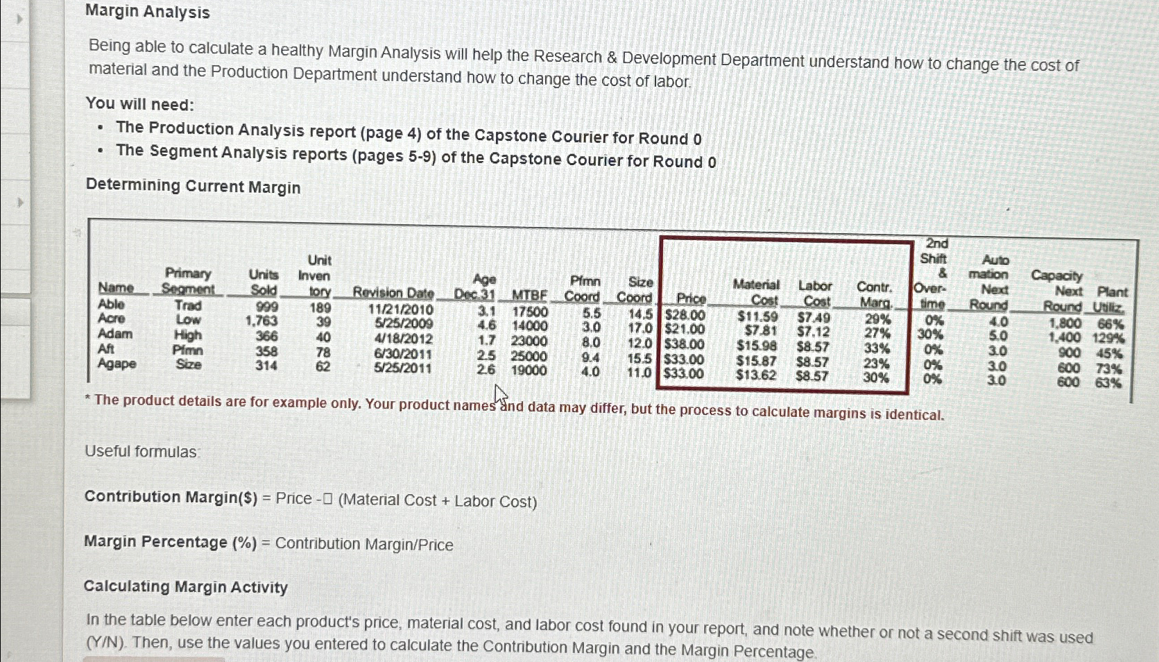  Margin Analysis Being able to calculate a healthy Margin Analysis will