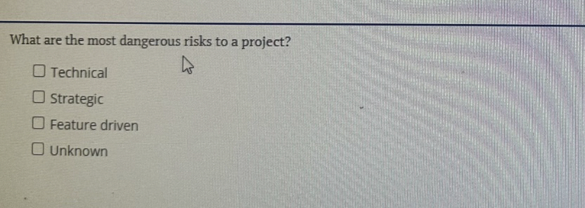  What are the most dangerous risks to a project? Technical Strategic