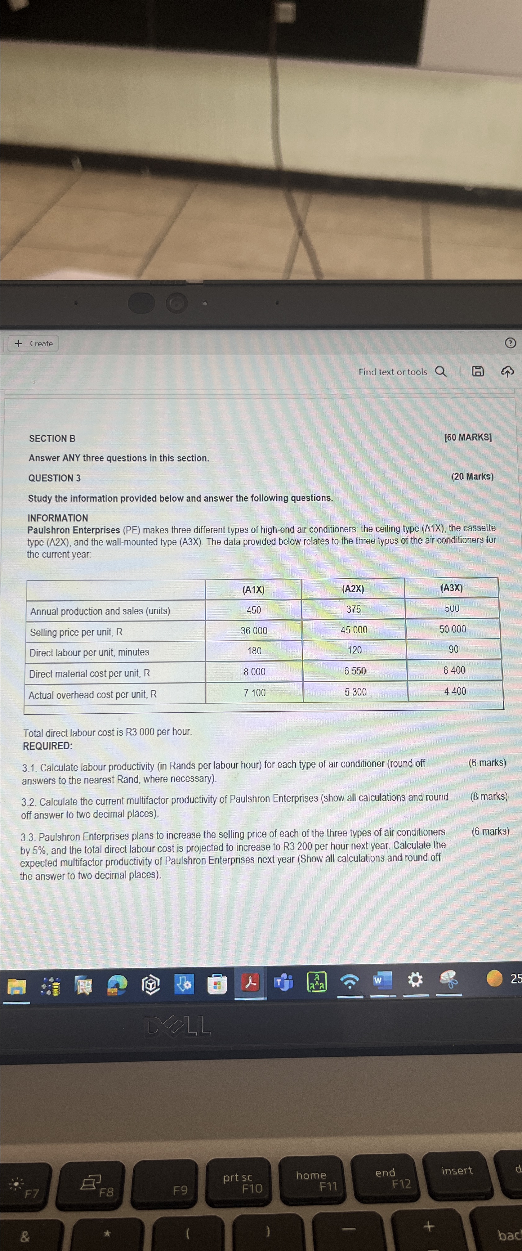  Create Find text or tools Q SECTION B [60 MARKS] Answer