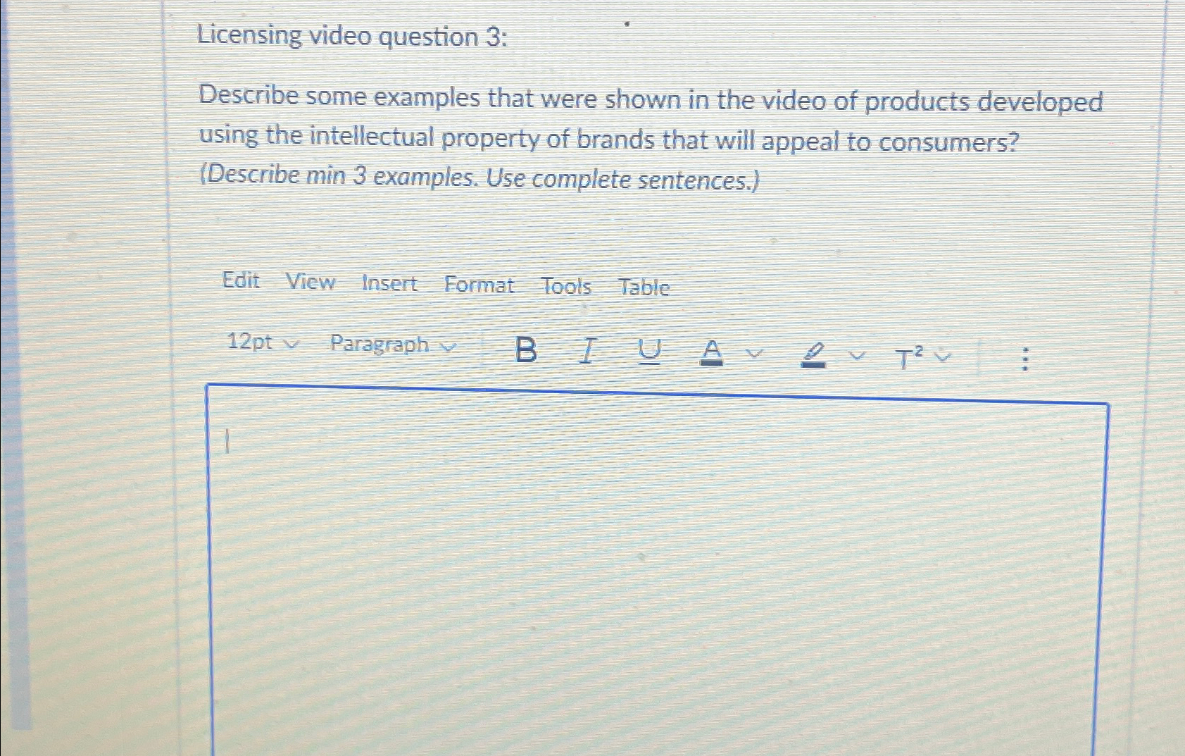  Licensing video question 3 : Describe some examples that were shown