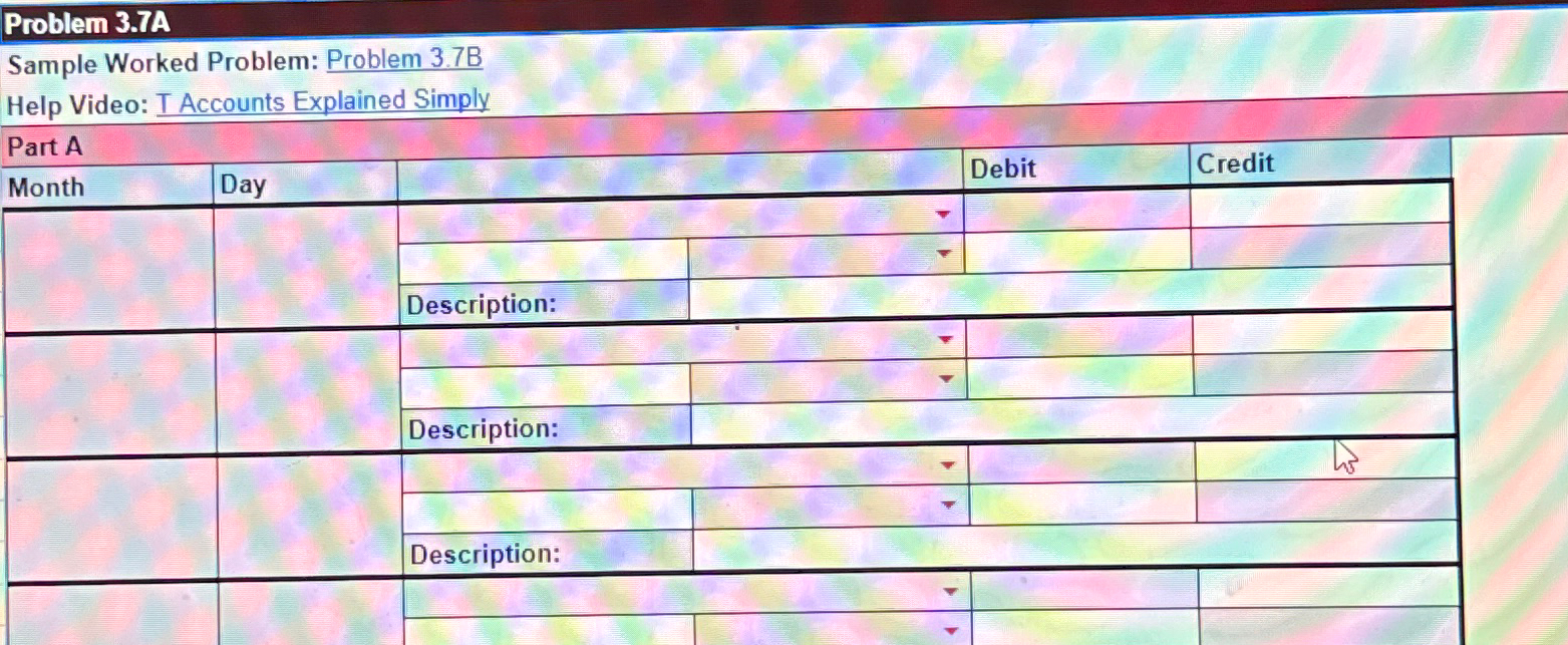  Problem 3.7A Help Video: T Accounts Explained Simply Part A,B,C,D 