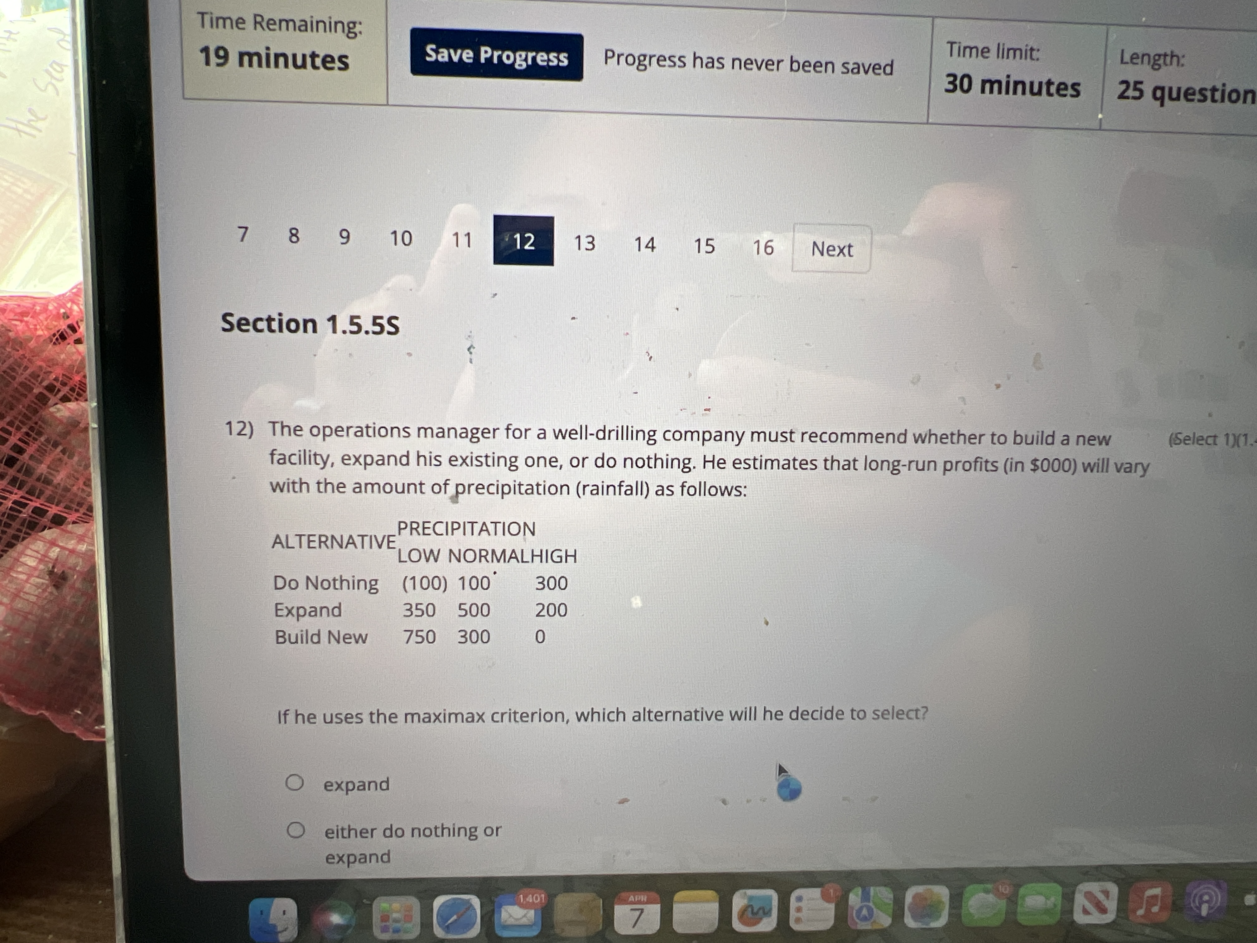  Section 1.5.5S The operations manager for a well-drilling company must recommend