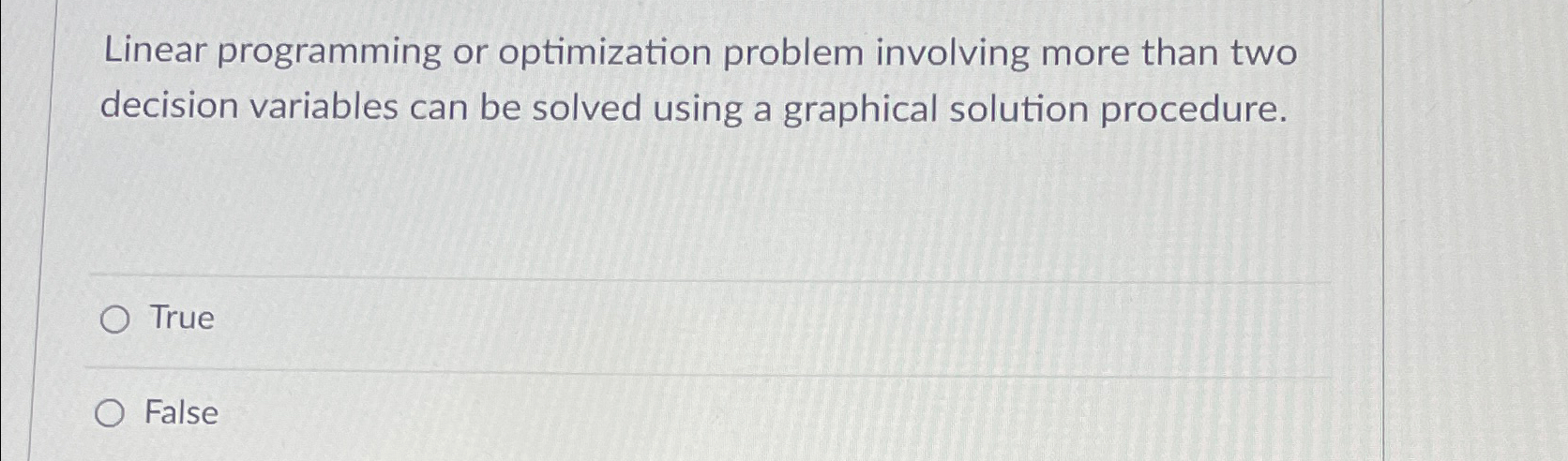  Linear programming or optimization problem involving more than two decision variables