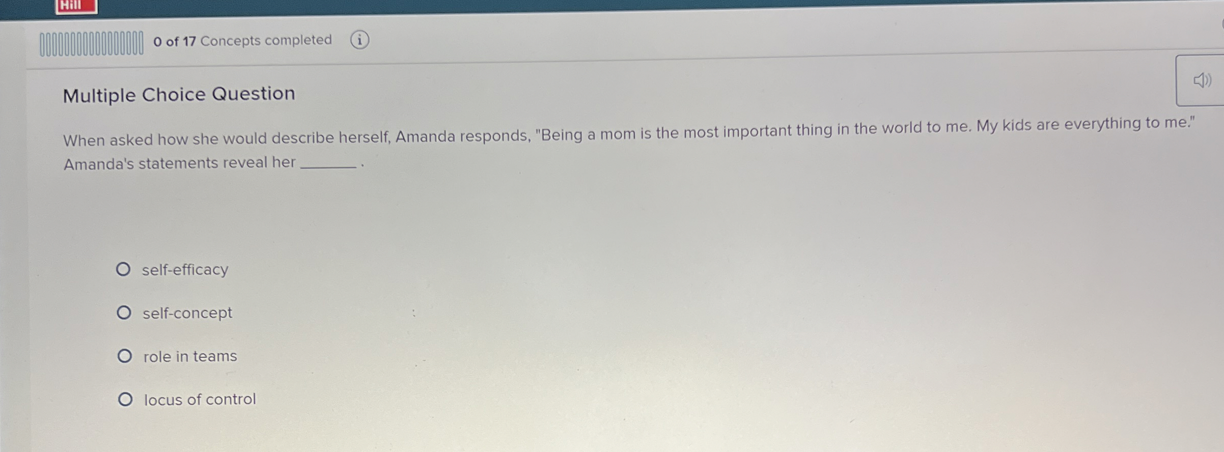  Multiple Choice Question When asked how she would describe herself, Amanda