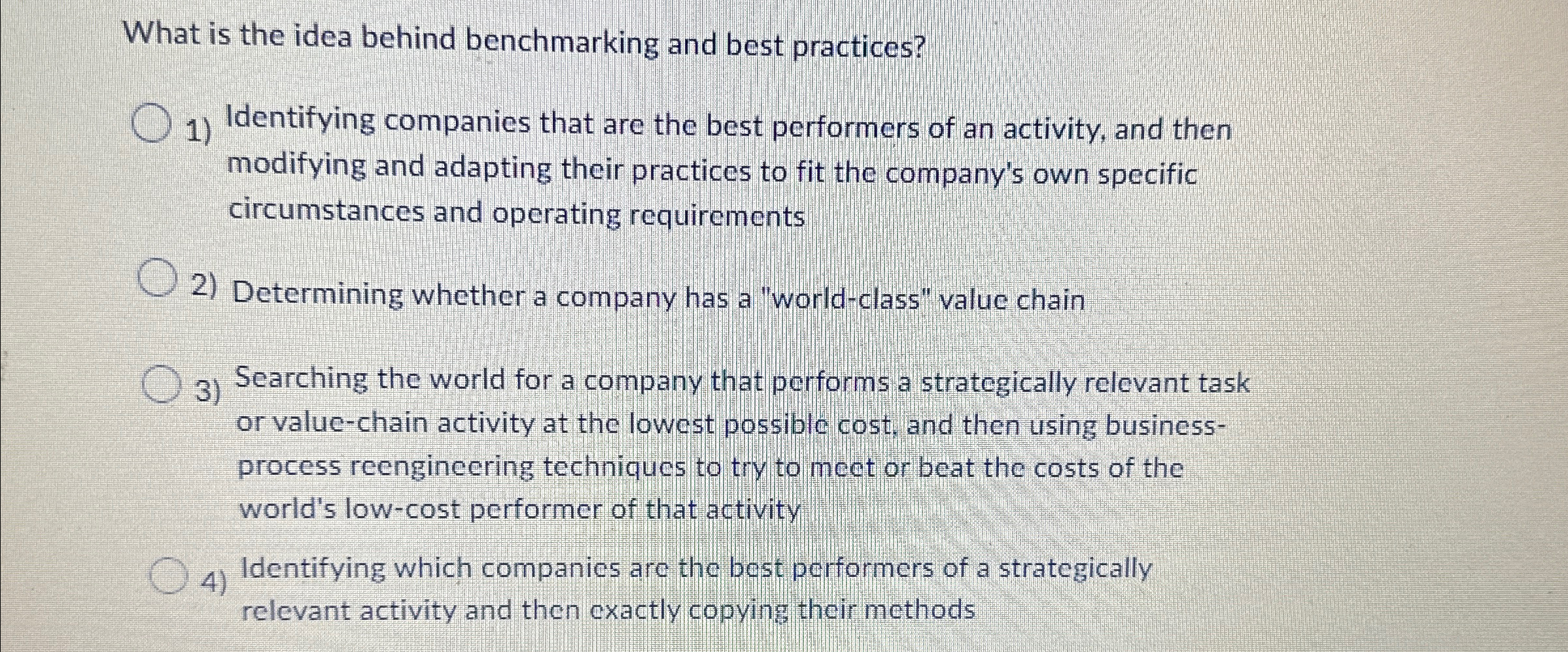 What is the idea behind benchmarking and best practices? Identifying companies