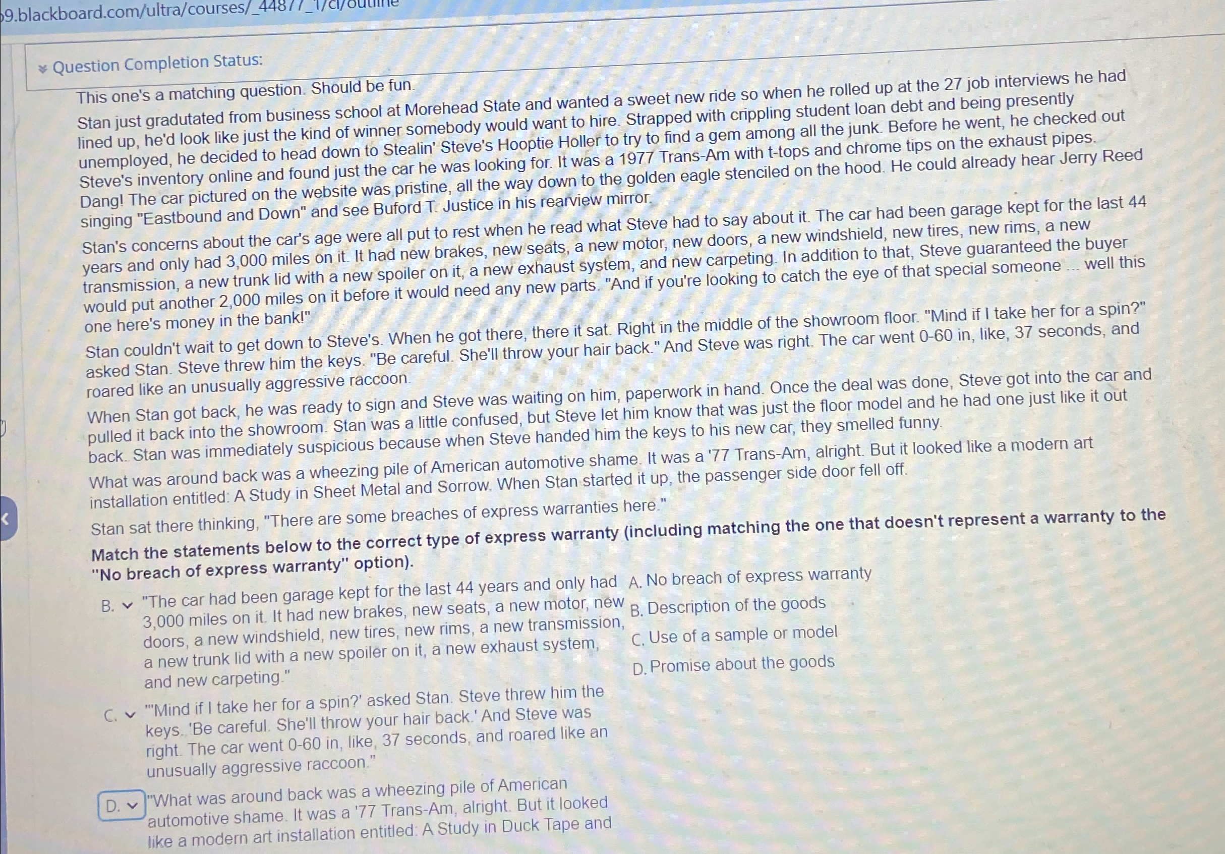  Question Completion Status: This one's a matching question. Should be fun.