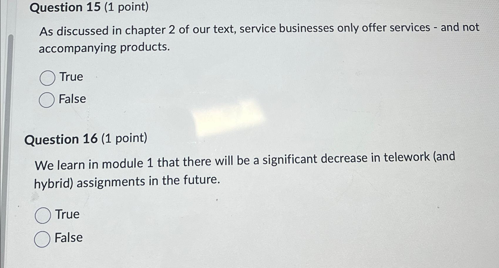  Question 15(1 point) As discussed in chapter 2 of our text,