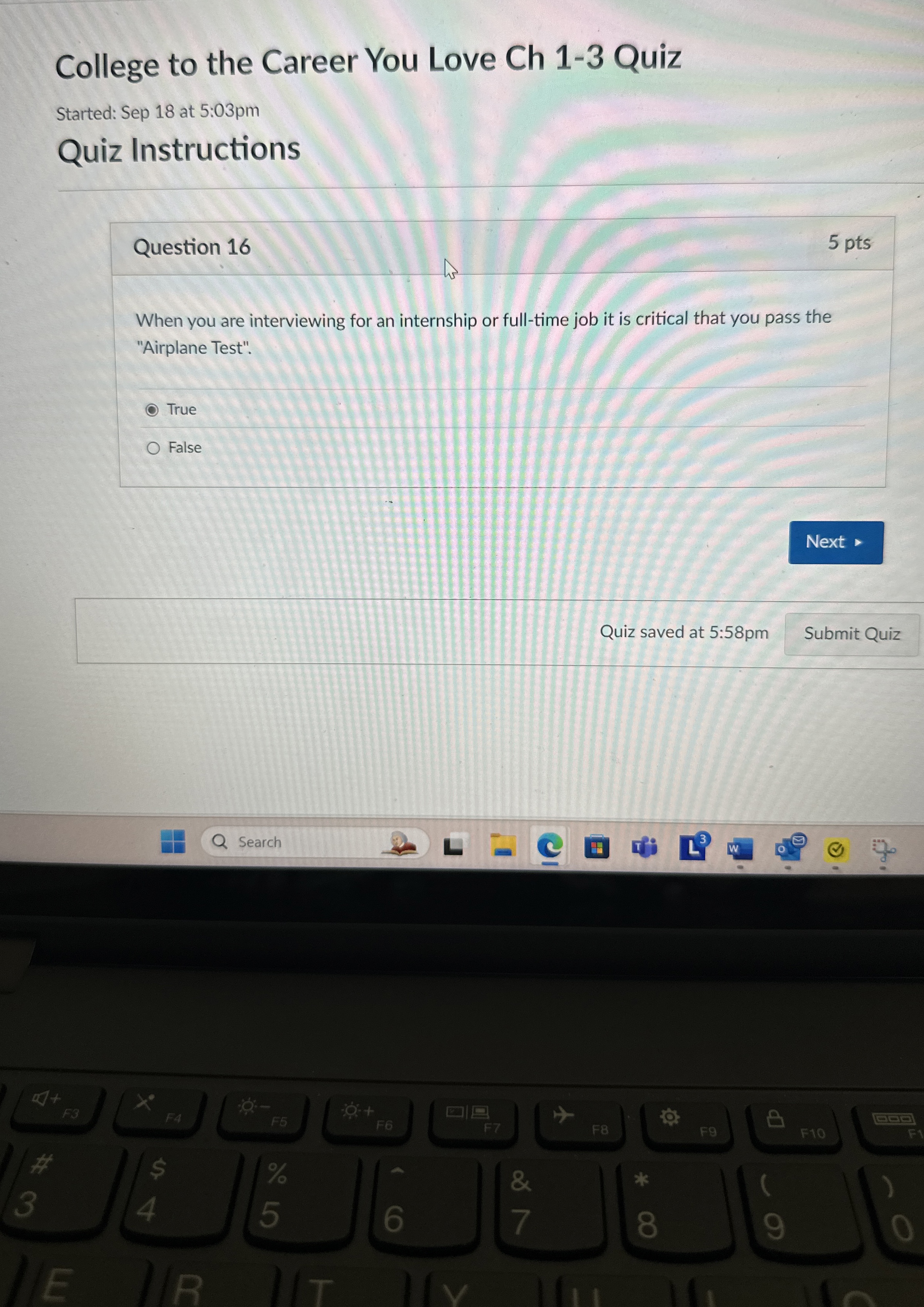  Question 16 When you are interviewing for an internship or full-time