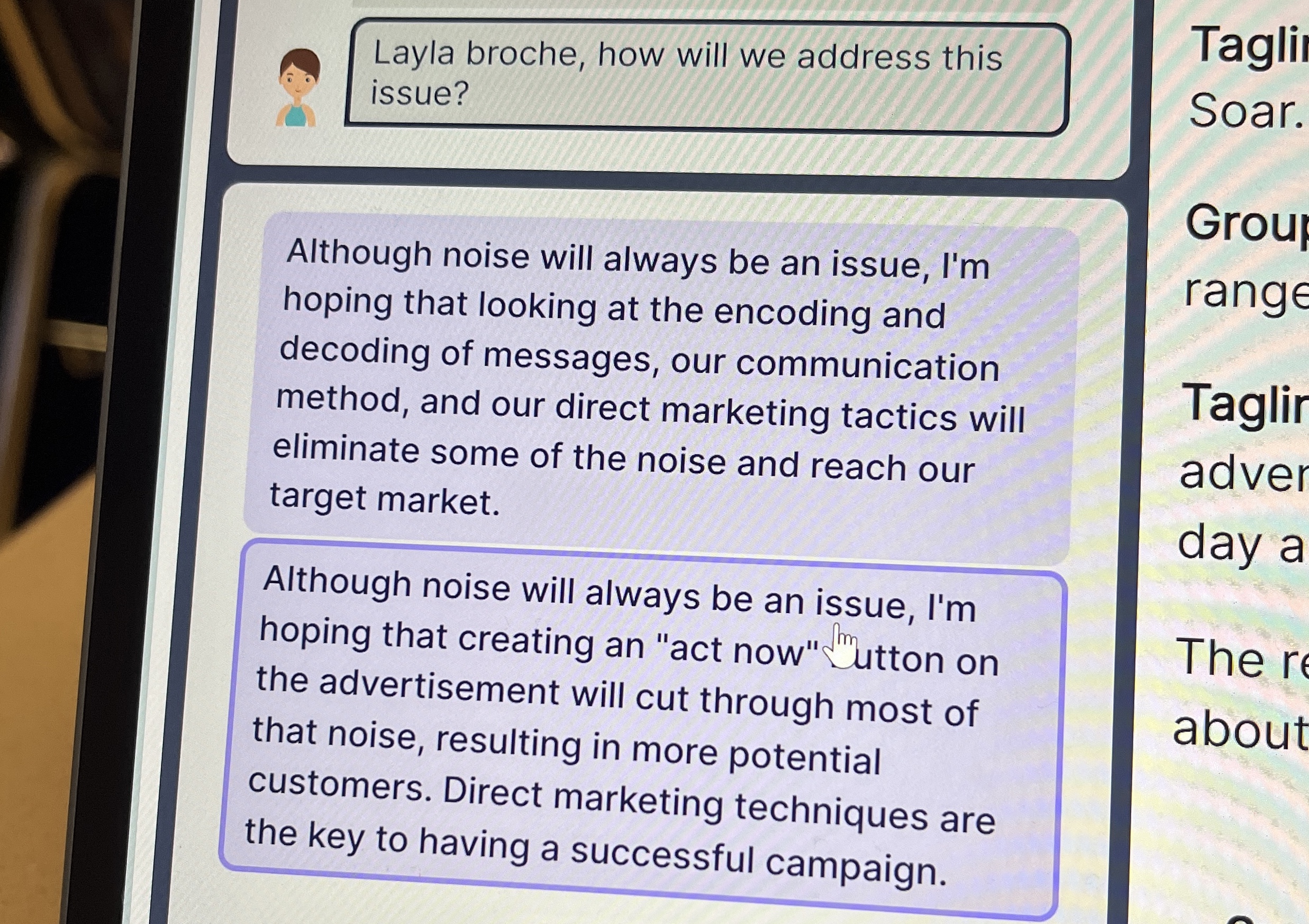  Layla broche, how will we address this issue? Although noise will