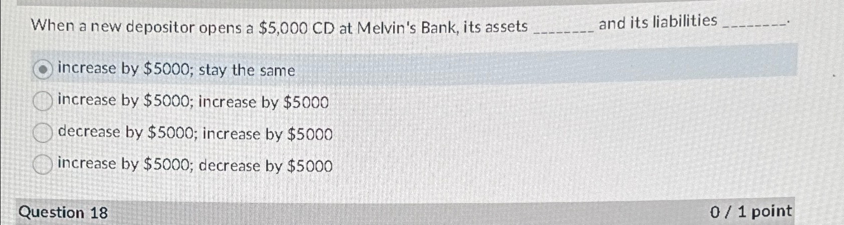  When a new depositor opens a $5,000CD at Melvin's Bank, its