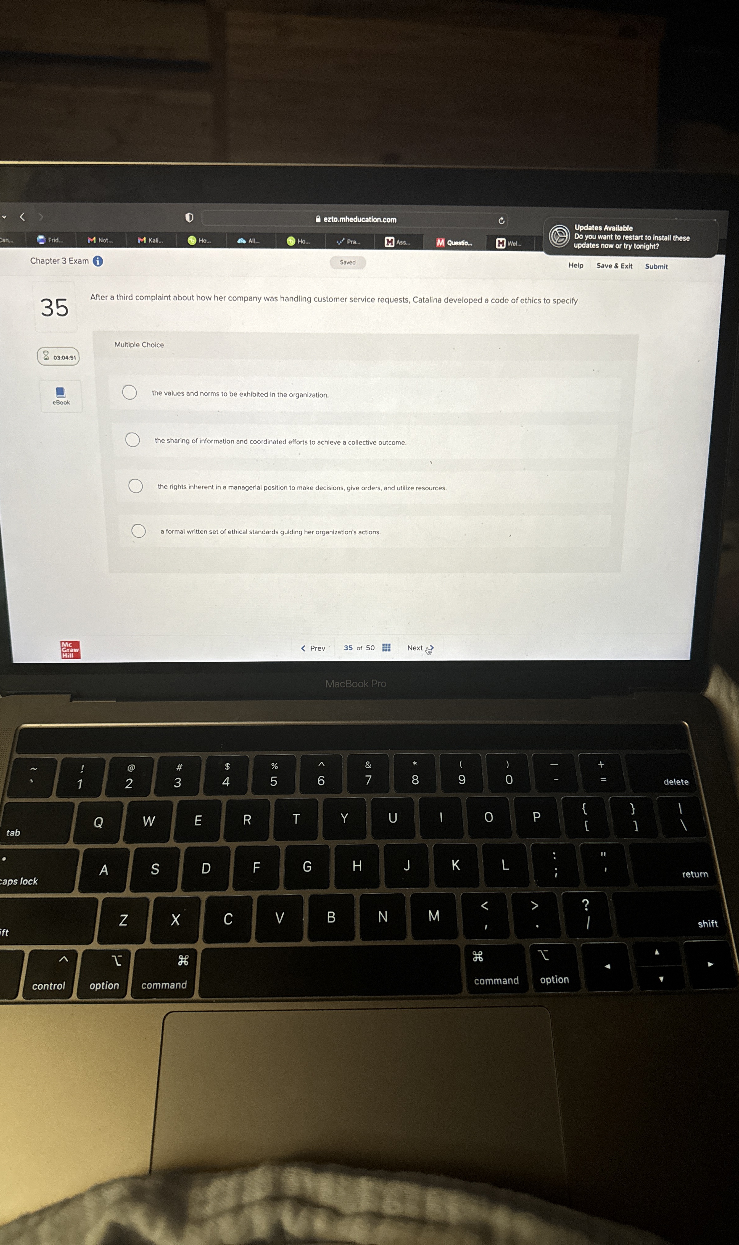  Chapter 3 Exam 35 After a third complaint about how her