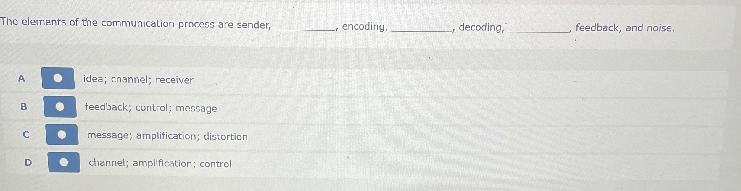  The elements of the communication process are sender, encoding, q,, decoding,