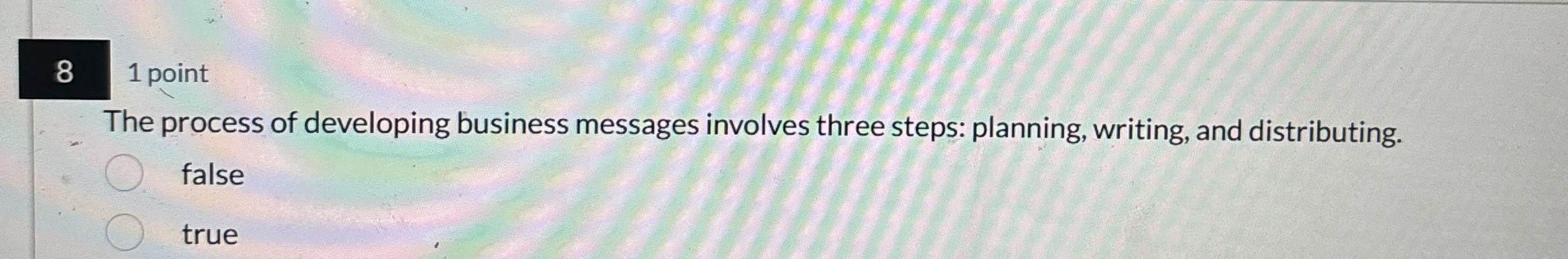  8 1 point The process of developing business messages involves three