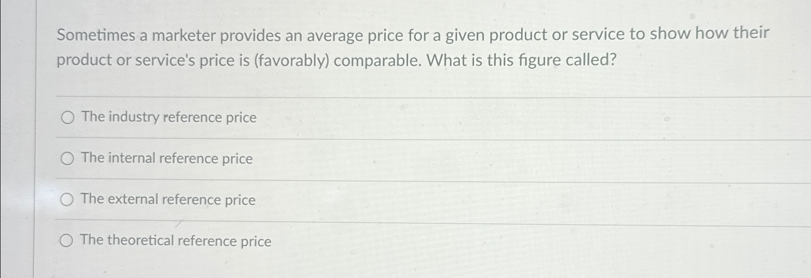 Sometimes a marketer provides an average price for a given product