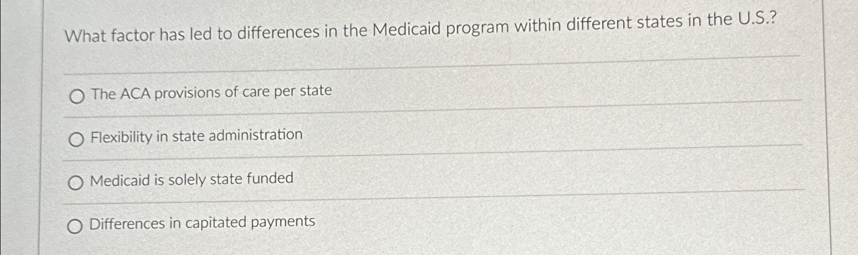  What factor has led to differences in the Medicaid program within