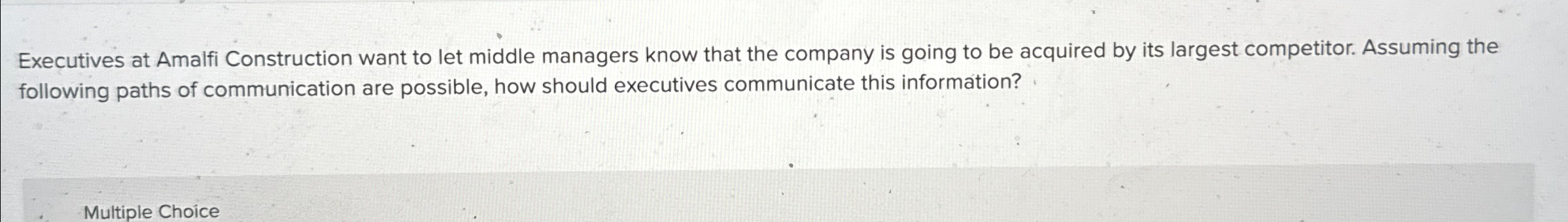  Executives at Amalfi Construction want to let middle managers know that